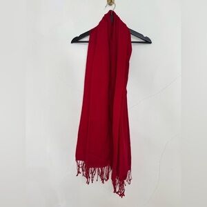 Gorgeous Red Pashmina 100% Wool Scarf Shawl Soft Wrap Warm Fringe design